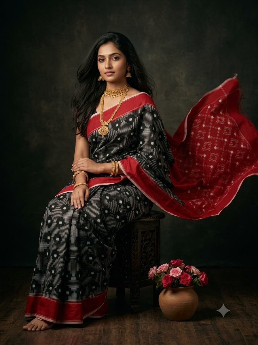 Cotton Saree - PGMRN30-DICSDSBCD-02