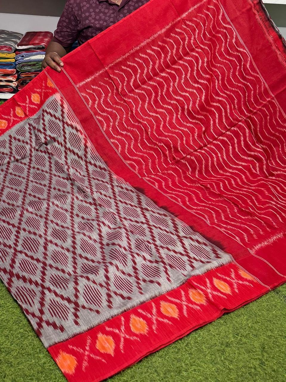 Cotton Saree - PSRGN03-ICTSDZDCD-04